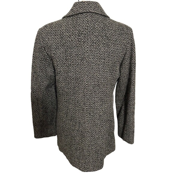 Vintage Paul Levy Trench Coat Womens Gray Wool Herringbone Jacket Size 10 - Picture 2 of 15